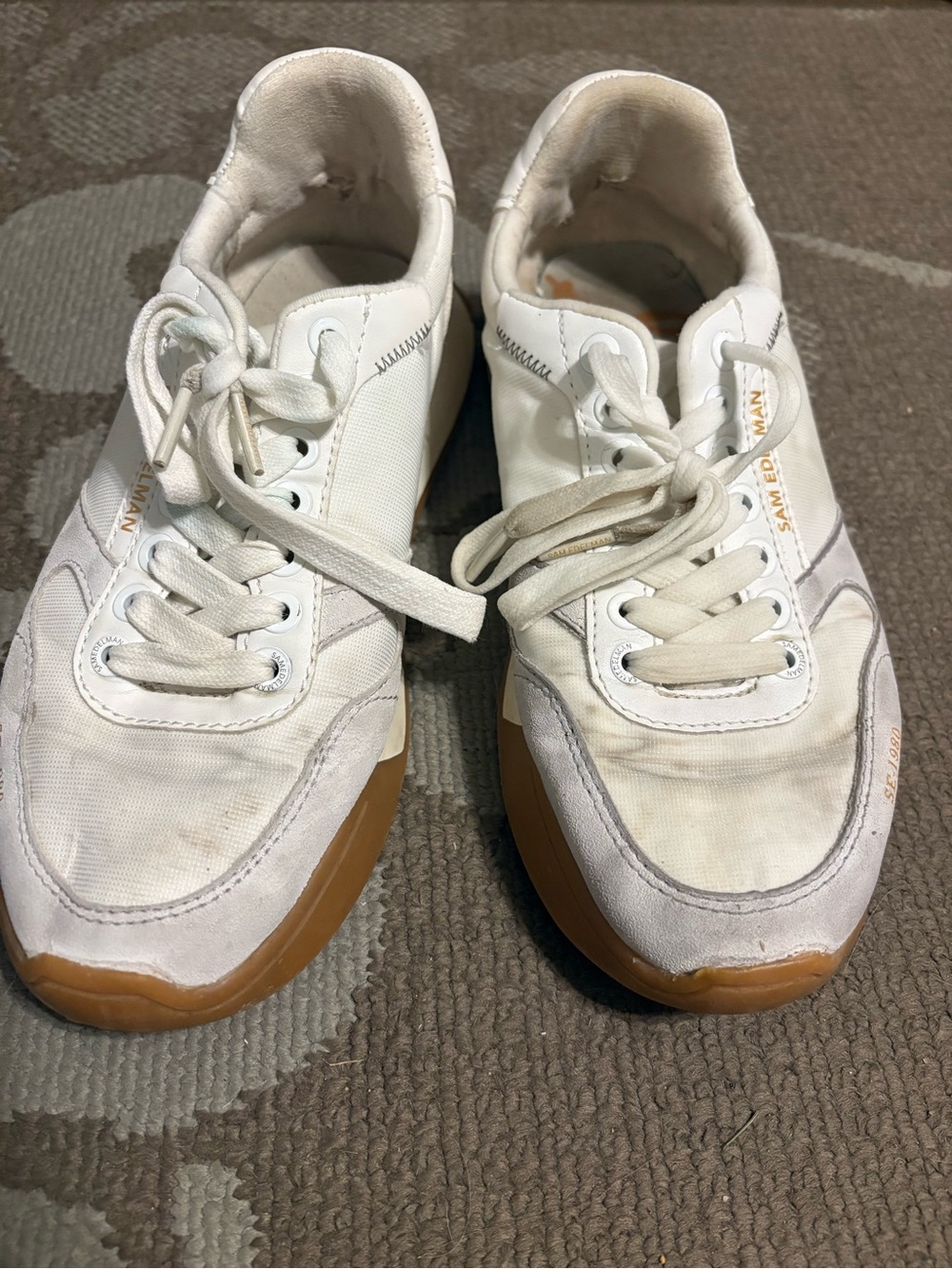 Sam Edelman White and Trim Low-Top Sneakers